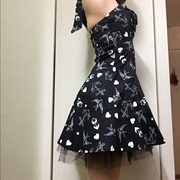 H&R Halter Black Dress with Patterned Print - Picture 2 of 8